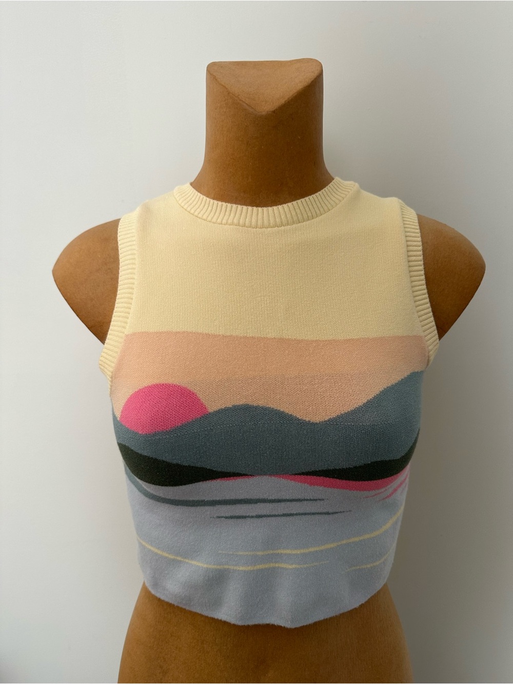 Sunset graphic knit crop vest